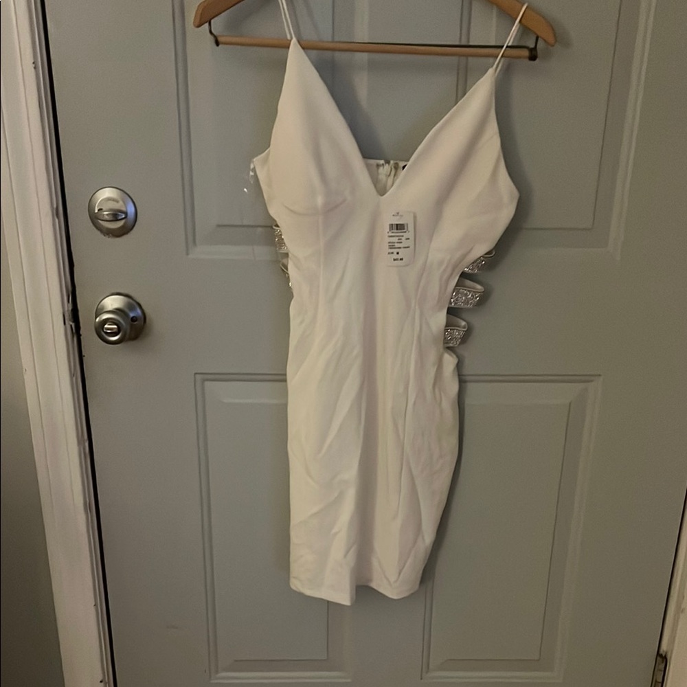 White Strappy Dress with Side Cutouts